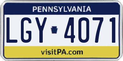 PA license plate LGY4071