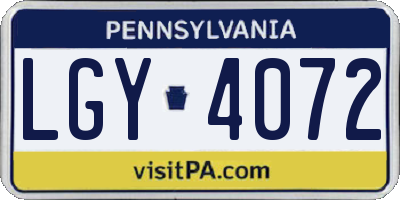PA license plate LGY4072