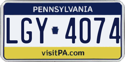 PA license plate LGY4074