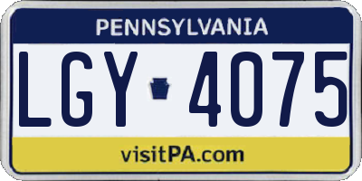 PA license plate LGY4075