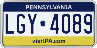 PA license plate LGY4089