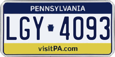 PA license plate LGY4093