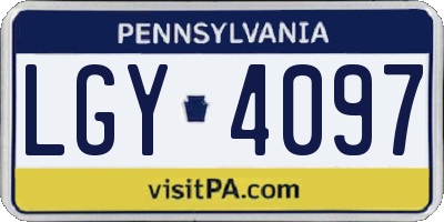 PA license plate LGY4097