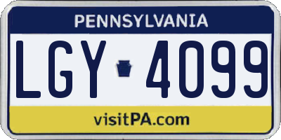 PA license plate LGY4099
