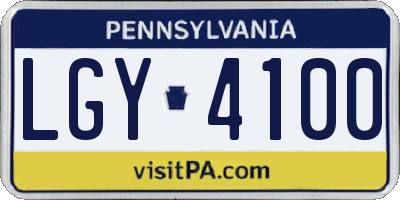PA license plate LGY4100