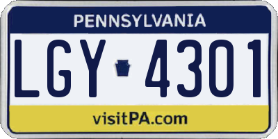 PA license plate LGY4301
