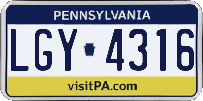 PA license plate LGY4316