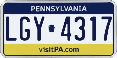 PA license plate LGY4317