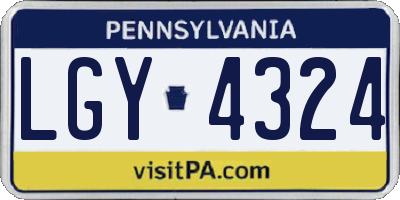 PA license plate LGY4324