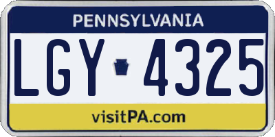 PA license plate LGY4325