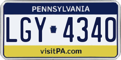 PA license plate LGY4340