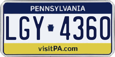PA license plate LGY4360