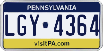 PA license plate LGY4364