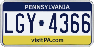 PA license plate LGY4366