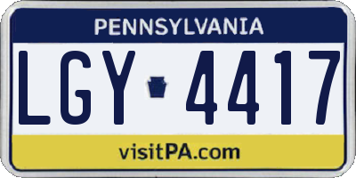PA license plate LGY4417