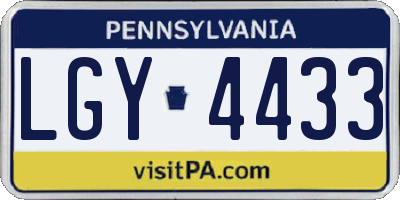 PA license plate LGY4433