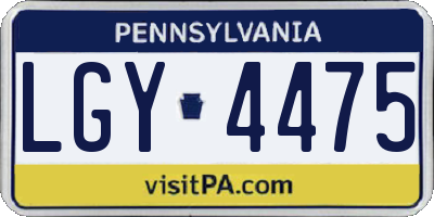 PA license plate LGY4475