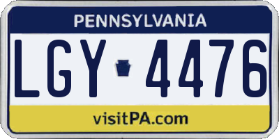 PA license plate LGY4476