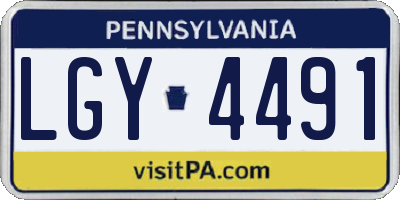 PA license plate LGY4491