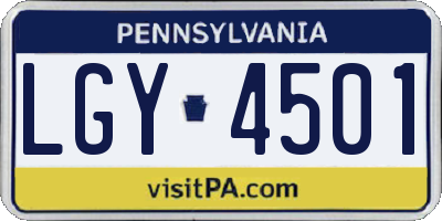 PA license plate LGY4501