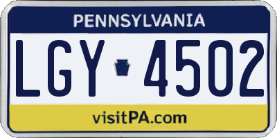 PA license plate LGY4502