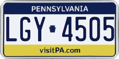 PA license plate LGY4505