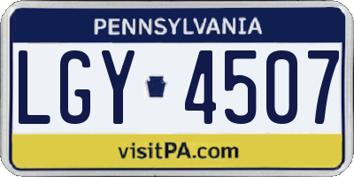 PA license plate LGY4507