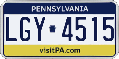 PA license plate LGY4515