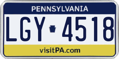PA license plate LGY4518