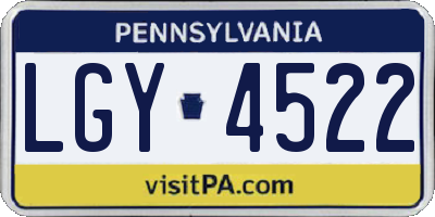 PA license plate LGY4522