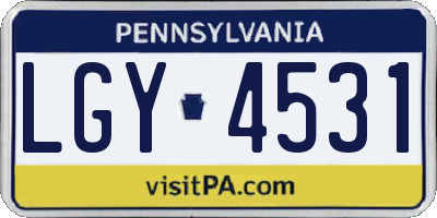 PA license plate LGY4531