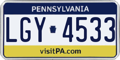 PA license plate LGY4533