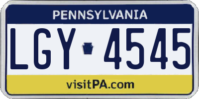 PA license plate LGY4545
