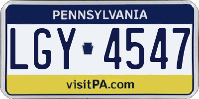 PA license plate LGY4547
