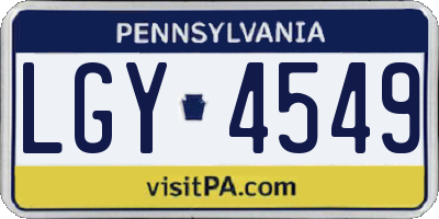 PA license plate LGY4549