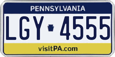 PA license plate LGY4555