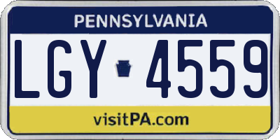 PA license plate LGY4559