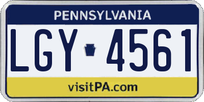 PA license plate LGY4561