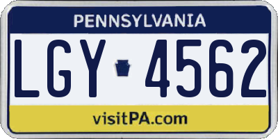 PA license plate LGY4562