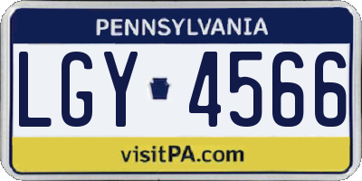 PA license plate LGY4566