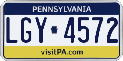 PA license plate LGY4572