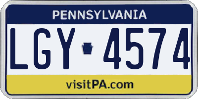 PA license plate LGY4574