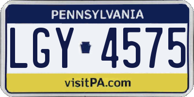 PA license plate LGY4575