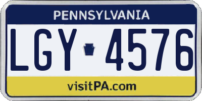 PA license plate LGY4576