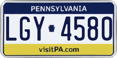 PA license plate LGY4580