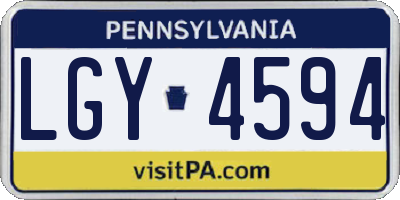 PA license plate LGY4594