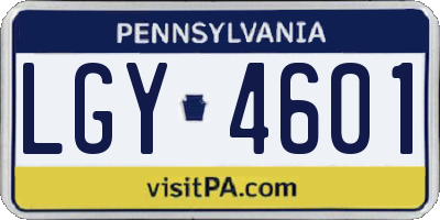 PA license plate LGY4601