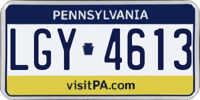 PA license plate LGY4613