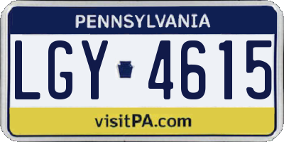 PA license plate LGY4615