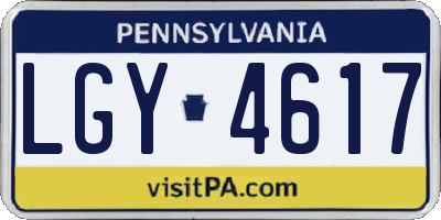 PA license plate LGY4617